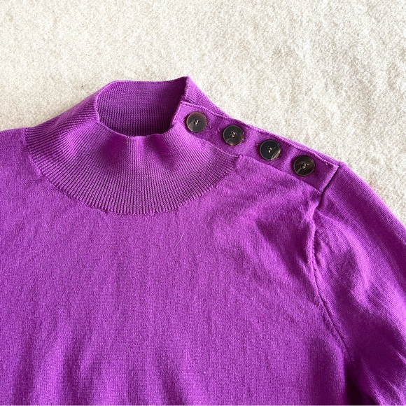 Sezane Jacob Merino Wool Long Sleeve Pullover sweater in purple - Picture 6 of 8